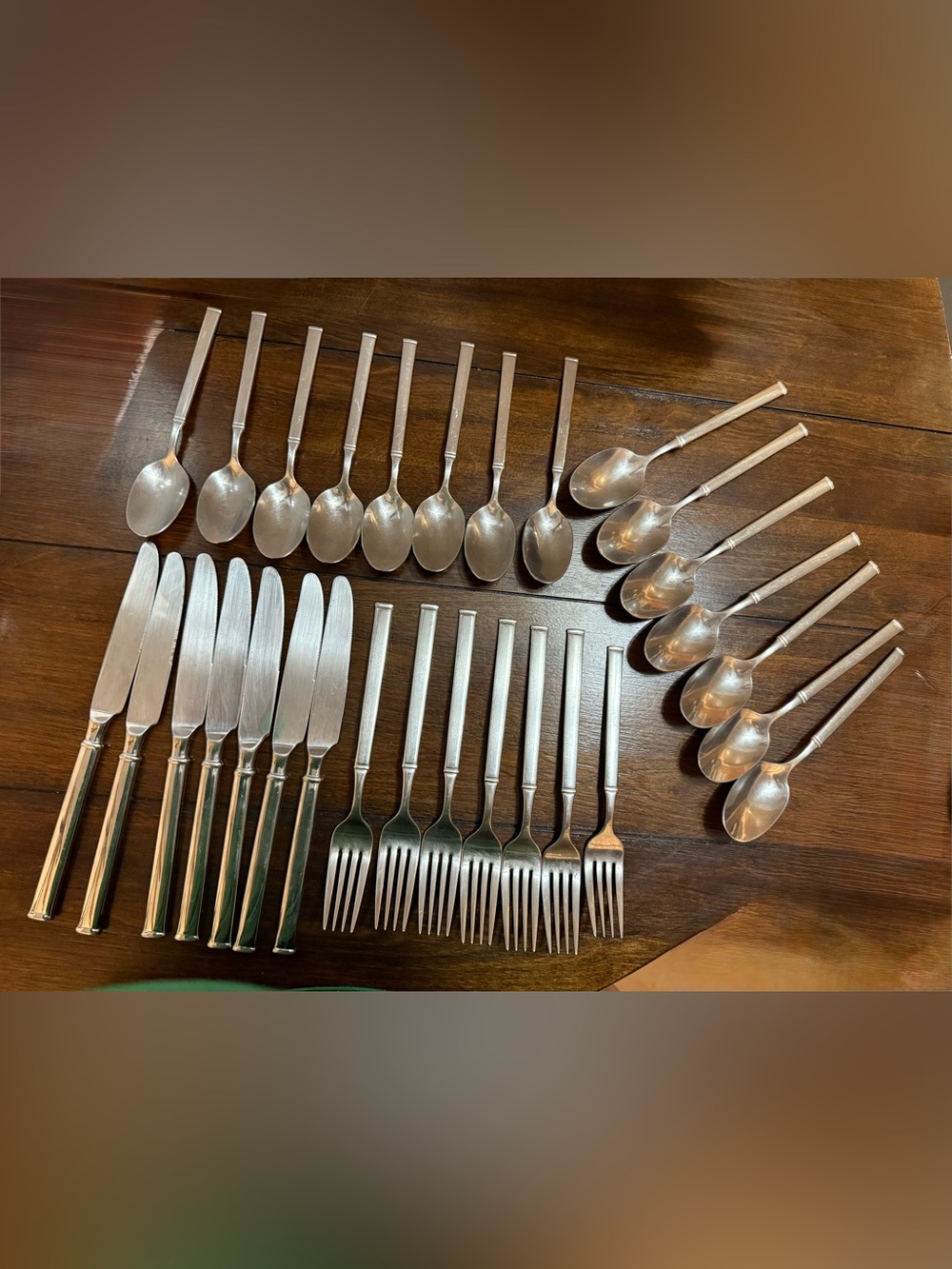 HF SIGNATURE HANFORD FORGE SATIN STAINLESS FLATWARE 29 PIECE SET